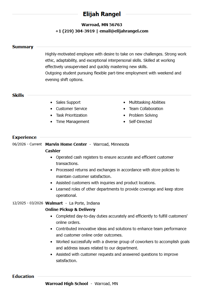 Elijah Rangel resume